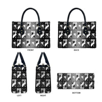 Bula Fiji Leather Bag Black Makare Masi Tapa Pattern LT05 - Polynesian Pride