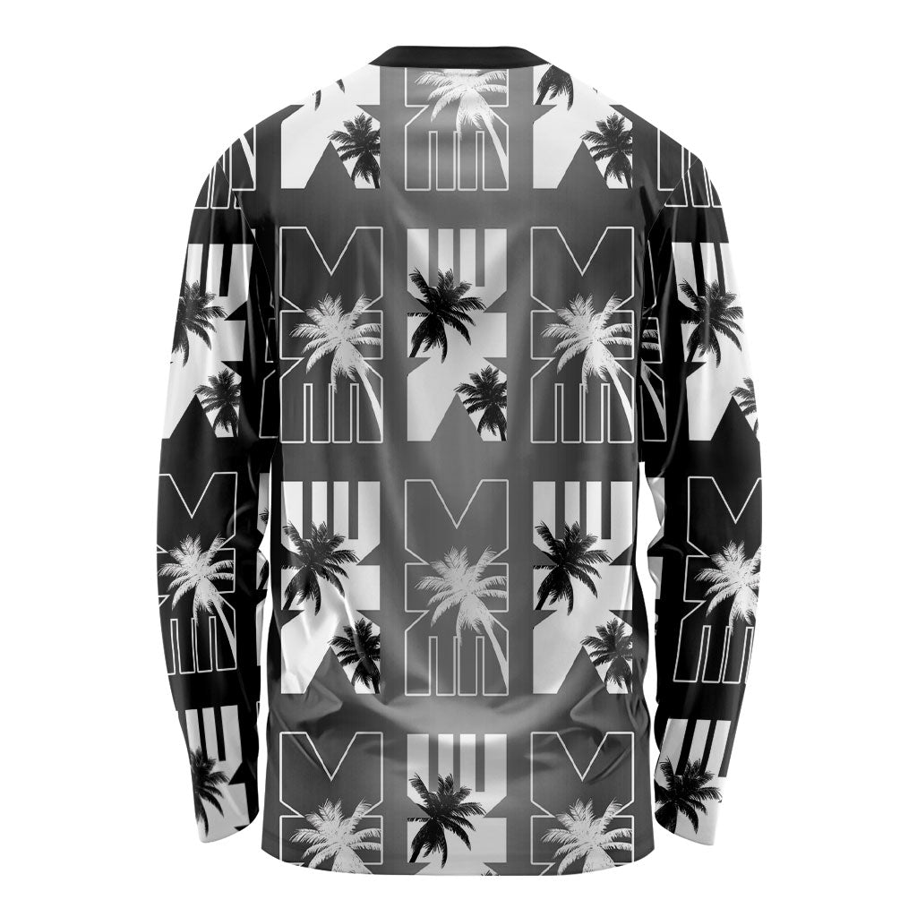 Bula Fiji Long Sleeve Shirt Black Makare Masi Tapa Pattern LT05 - Polynesian Pride