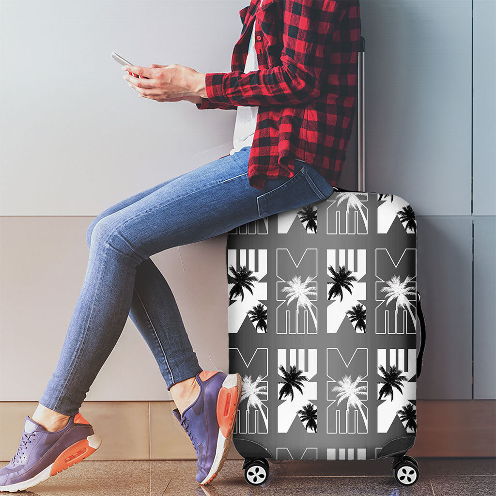 Bula Fiji Luggage Cover Black Makare Masi Tapa Pattern LT05 - Polynesian Pride