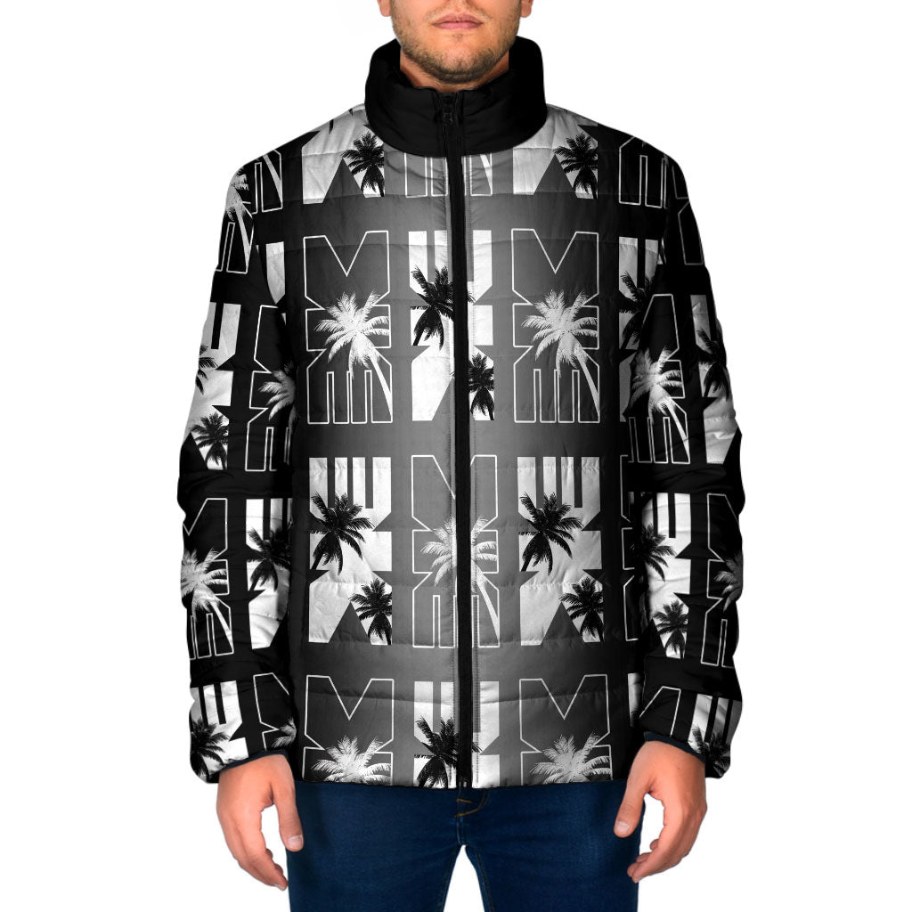 Bula Fiji Padded Jacket Black Makare Masi Tapa Pattern LT05 Men Black - Polynesian Pride