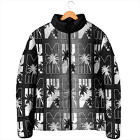 Bula Fiji Padded Jacket Black Makare Masi Tapa Pattern LT05 - Polynesian Pride