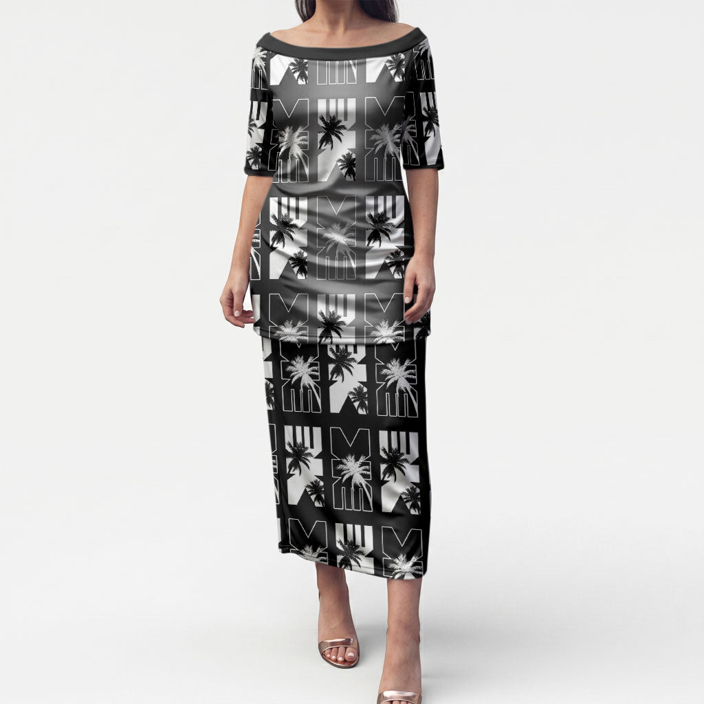 Bula Fiji Puletasi Black Makare Masi Tapa Pattern LT05 Long Dress Black - Polynesian Pride