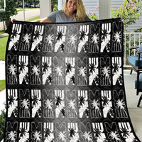 Bula Fiji Quilt Black Makare Masi Tapa Pattern LT05 Black - Polynesian Pride