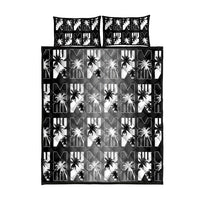 Bula Fiji Quilt Bed Set Black Makare Masi Tapa Pattern LT05 - Polynesian Pride