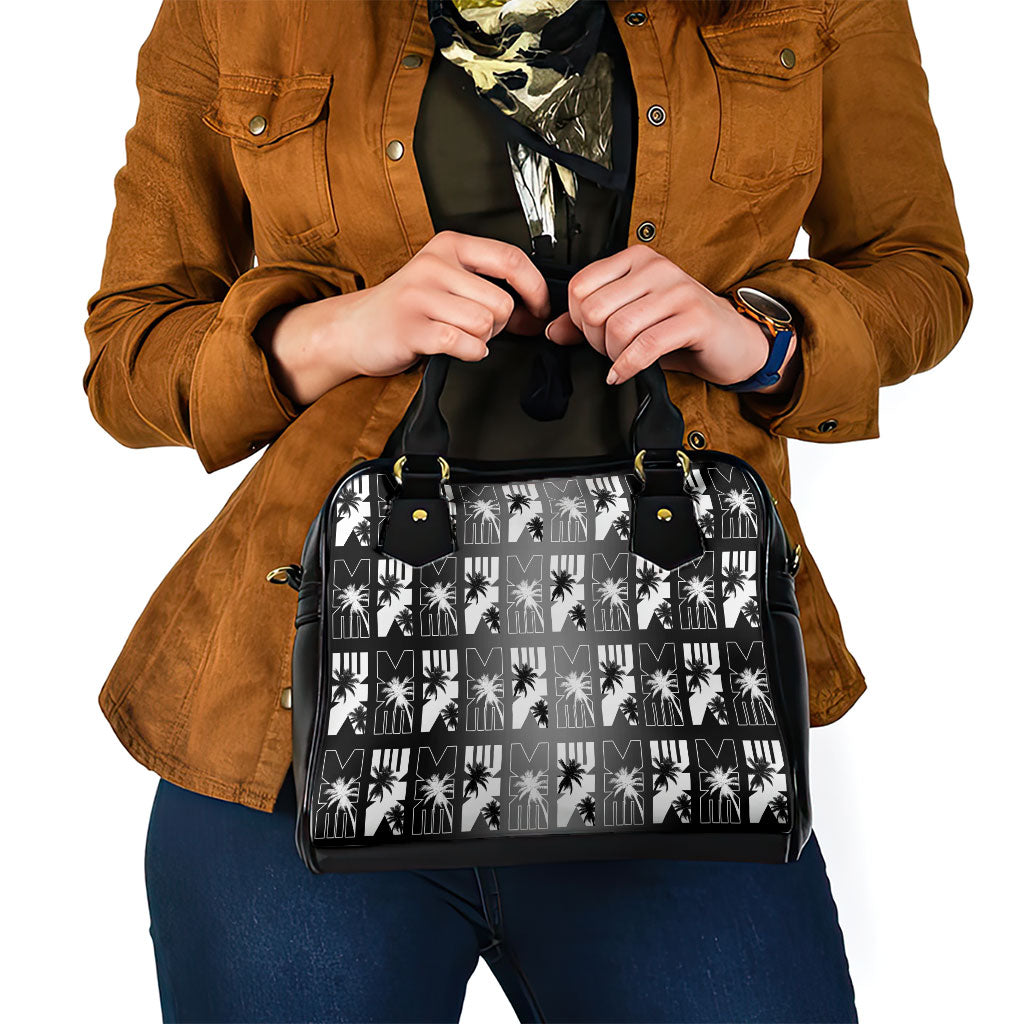 Bula Fiji Shoulder Handbag Black Makare Masi Tapa Pattern LT05 - Polynesian Pride