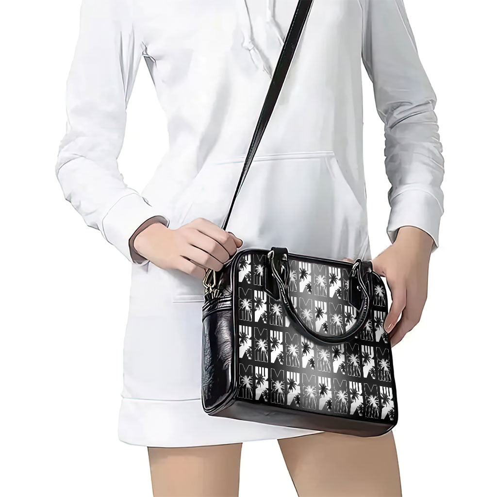 Bula Fiji Shoulder Handbag Black Makare Masi Tapa Pattern LT05 - Polynesian Pride