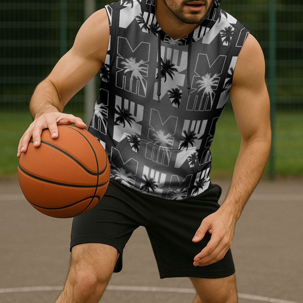 Bula Fiji Sleeveless Hoodie Black Makare Masi Tapa Pattern LT05 - Polynesian Pride