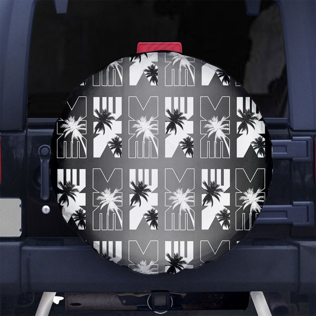 Bula Fiji Spare Tire Cover Black Makare Masi Tapa Pattern LT05 No hole Black - Polynesian Pride