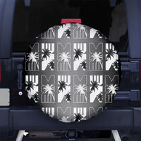Bula Fiji Spare Tire Cover Black Makare Masi Tapa Pattern LT05 No hole Black - Polynesian Pride