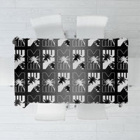 Bula Fiji Tablecloth Black Makare Masi Tapa Pattern LT05 Black - Polynesian Pride