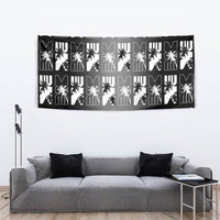 Bula Fiji Tapestry Black Makare Masi Tapa Pattern LT05 - Polynesian Pride