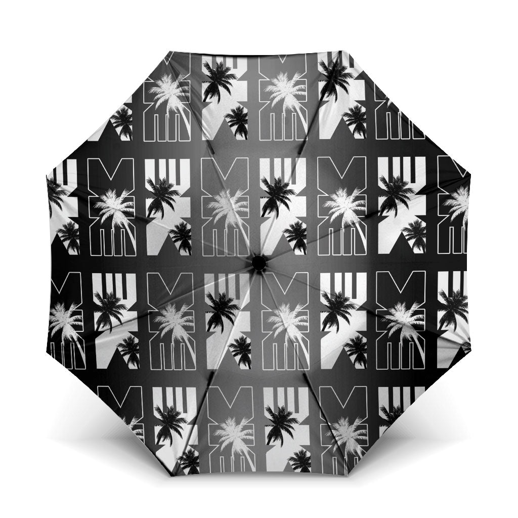 Bula Fiji Umbrella Black Makare Masi Tapa Pattern LT05 One Size Folded 11.42 inch Opened Diameter 37.4 inch Black - Polynesian Pride