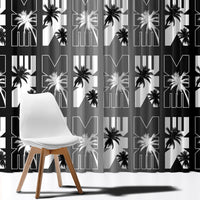 Bula Fiji Window Curtain Black Makare Masi Tapa Pattern LT05 - Polynesian Pride