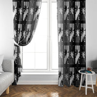 Bula Fiji Window Curtain Black Makare Masi Tapa Pattern LT05 - Polynesian Pride
