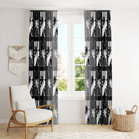 Bula Fiji Window Curtain Black Makare Masi Tapa Pattern LT05 - Polynesian Pride