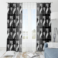 Bula Fiji Window Curtain Black Makare Masi Tapa Pattern LT05 - Polynesian Pride