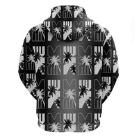 Bula Fiji Zip Hoodie Black Makare Masi Tapa Pattern LT05 - Polynesian Pride