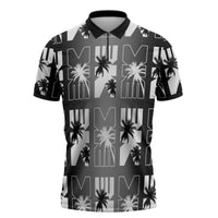 Bula Fiji Zipper Polo Shirt Black Makare Masi Tapa Pattern LT05 Black - Polynesian Pride
