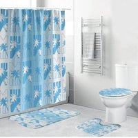 Bula Fiji Bathroom Set White Makare Masi Tapa Pattern LT05 Bathroom Set (4 pcs) White - Polynesian Pride