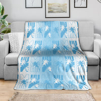 Bula Fiji Blanket White Makare Masi Tapa Pattern LT05 - Polynesian Pride