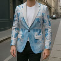 Bula Fiji Blazer White Makare Masi Tapa Pattern LT05 - Polynesian Pride