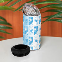 Bula Fiji 4 in 1 Can Cooler Tumbler White Makare Masi Tapa Pattern LT05 - Polynesian Pride