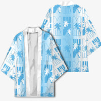 Bula Fiji Kimono White Makare Masi Tapa Pattern LT05 - Polynesian Pride