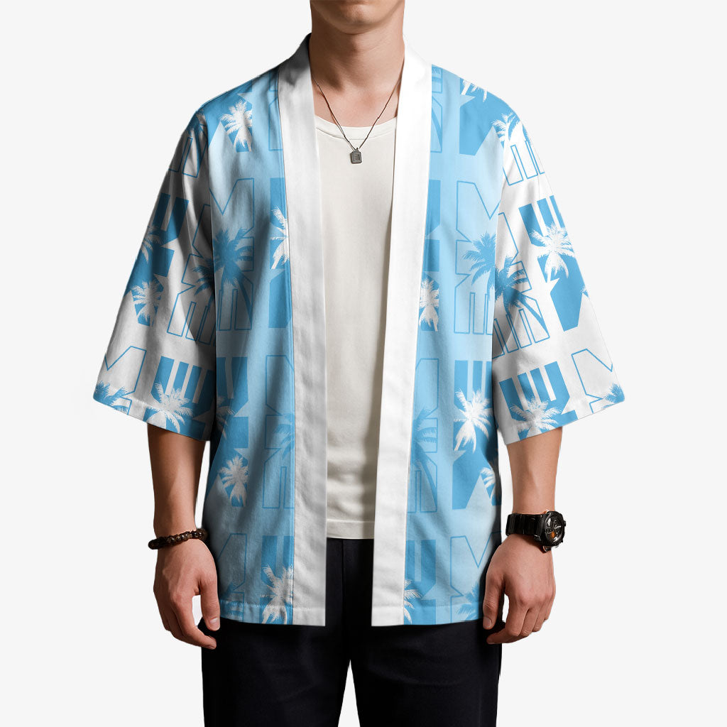 Bula Fiji Kimono White Makare Masi Tapa Pattern LT05 - Polynesian Pride
