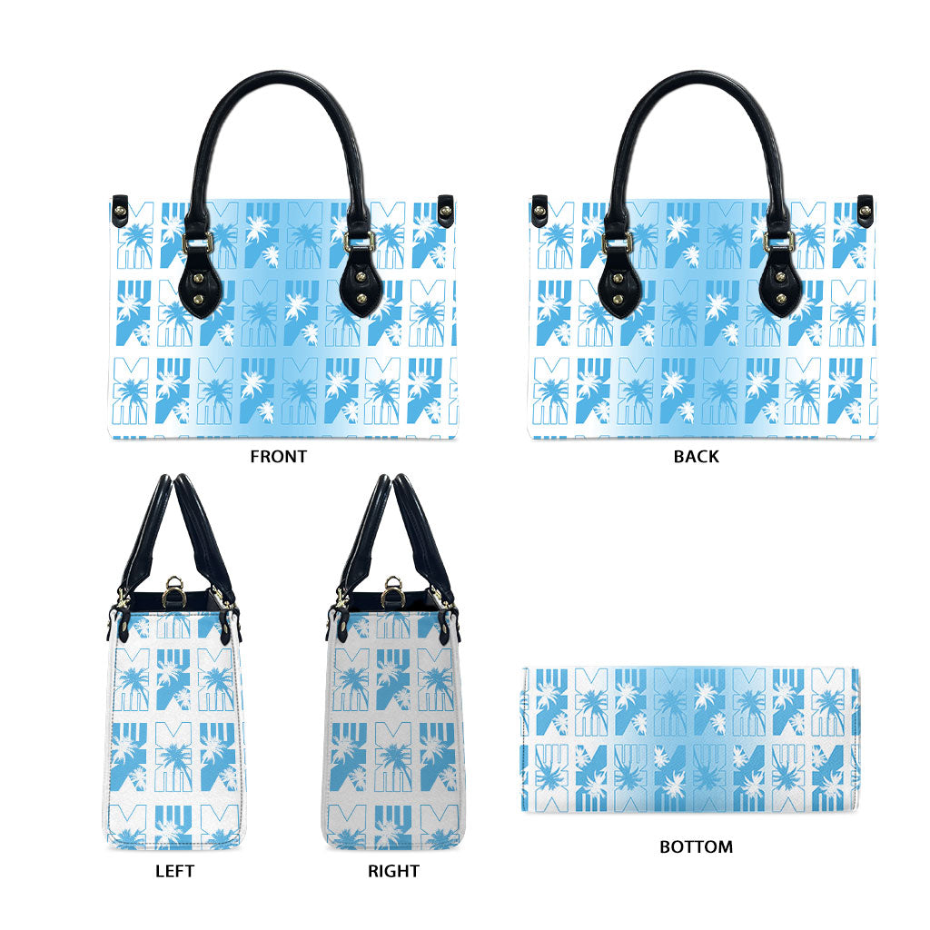 Bula Fiji Leather Bag White Makare Masi Tapa Pattern LT05 - Polynesian Pride