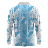 Bula Fiji Long Sleeve Polo Shirt White Makare Masi Tapa Pattern LT05 - Polynesian Pride