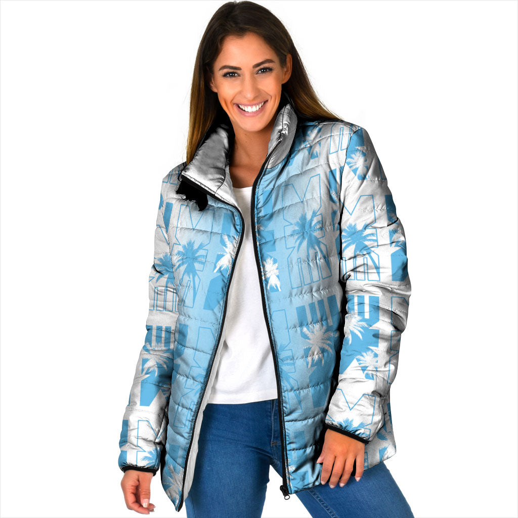 Bula Fiji Padded Jacket White Makare Masi Tapa Pattern LT05 Women White - Polynesian Pride
