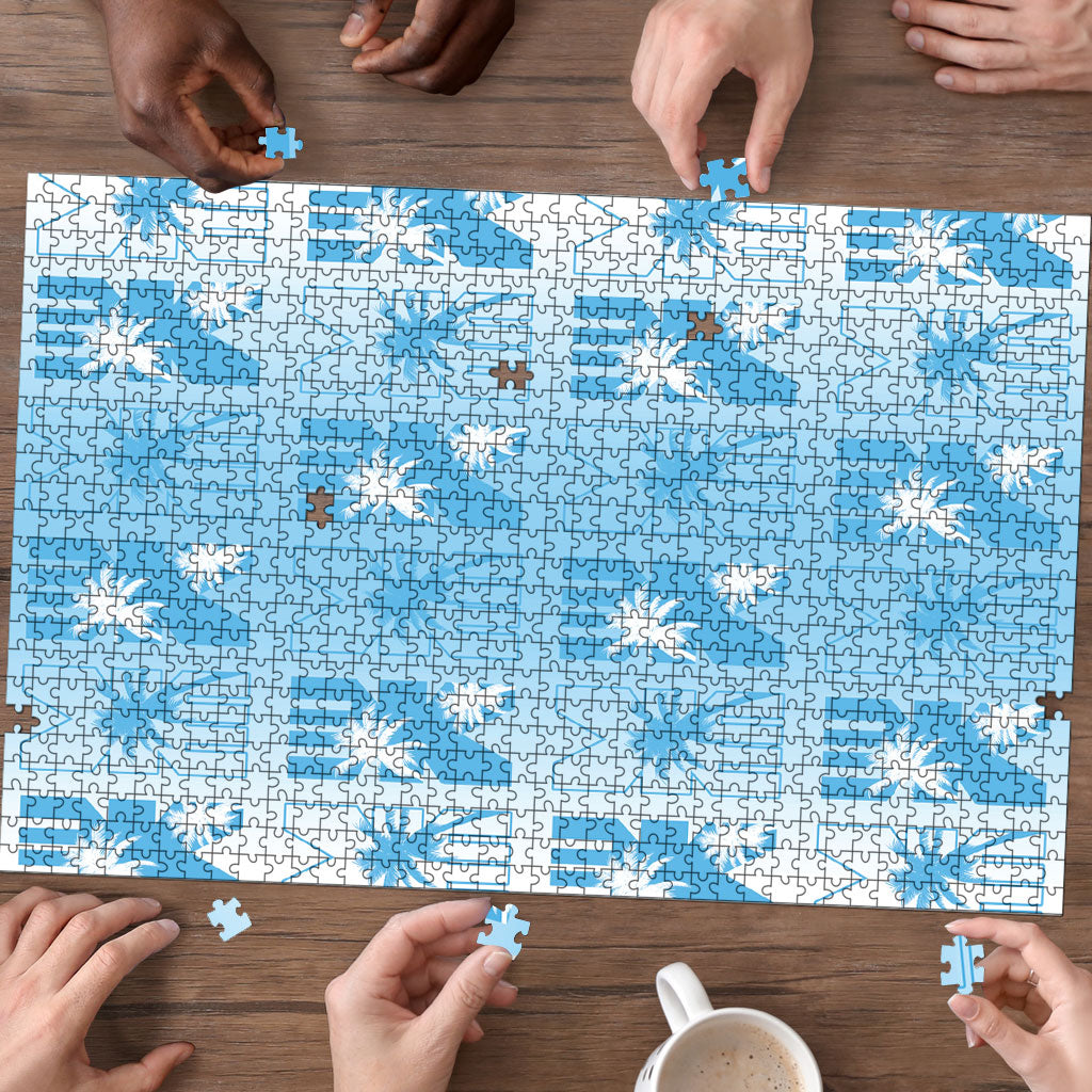 Bula Fiji Puzzle White Makare Masi Tapa Pattern LT05 - Polynesian Pride