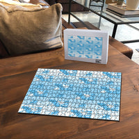 Bula Fiji Puzzle White Makare Masi Tapa Pattern LT05 - Polynesian Pride