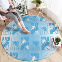 Bula Fiji Round Carpet White Makare Masi Tapa Pattern LT05 - Polynesian Pride
