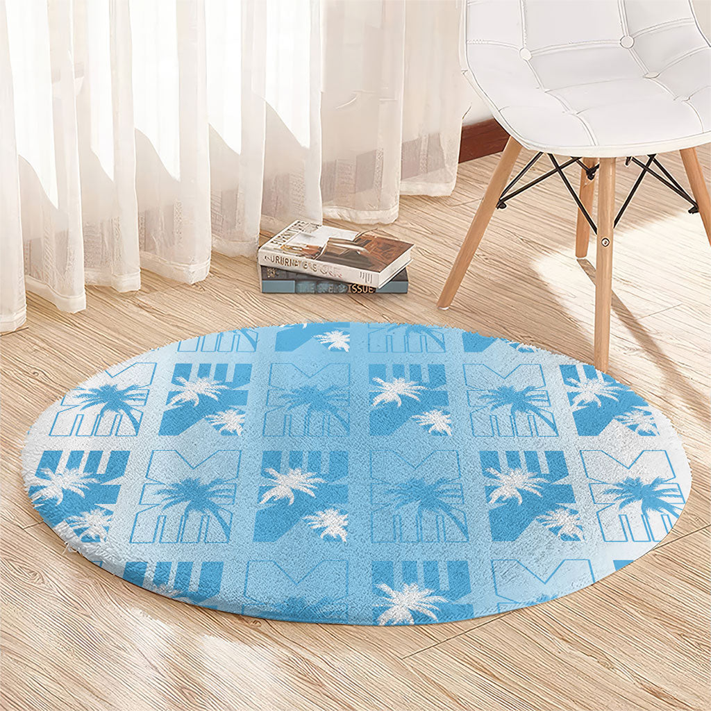 Bula Fiji Round Carpet White Makare Masi Tapa Pattern LT05 - Polynesian Pride