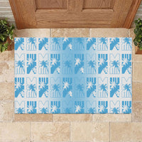 Bula Fiji Rubber Doormat White Makare Masi Tapa Pattern LT05 White - Polynesian Pride