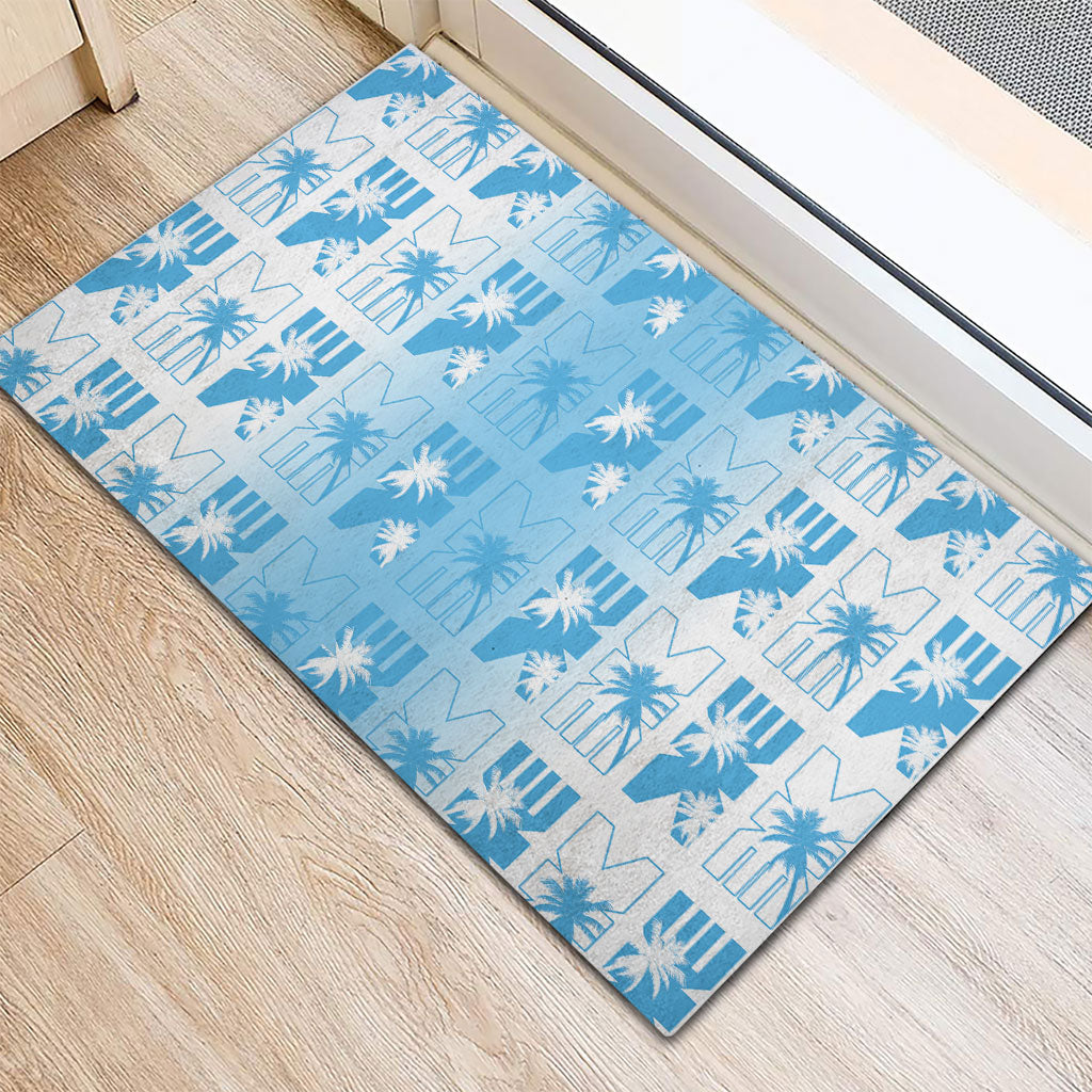 Bula Fiji Rubber Doormat White Makare Masi Tapa Pattern LT05 - Polynesian Pride