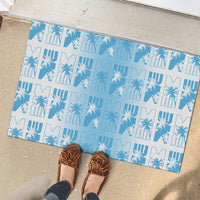 Bula Fiji Rubber Doormat White Makare Masi Tapa Pattern LT05 - Polynesian Pride