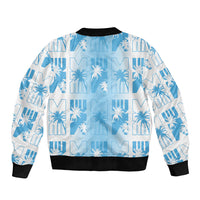 Bula Fiji Sleeve Zip Bomber Jacket White Makare Masi Tapa Pattern LT05 - Polynesian Pride
