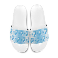 Bula Fiji Slide Sandals White Makare Masi Tapa Pattern LT05 White - Polynesian Pride