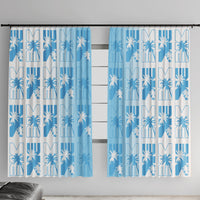 Bula Fiji Window Curtain White Makare Masi Tapa Pattern LT05 With Hooks White - Polynesian Pride