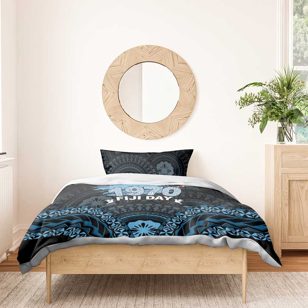 Happy Fiji Day 1970 Bedding Set Flag Grunge Style