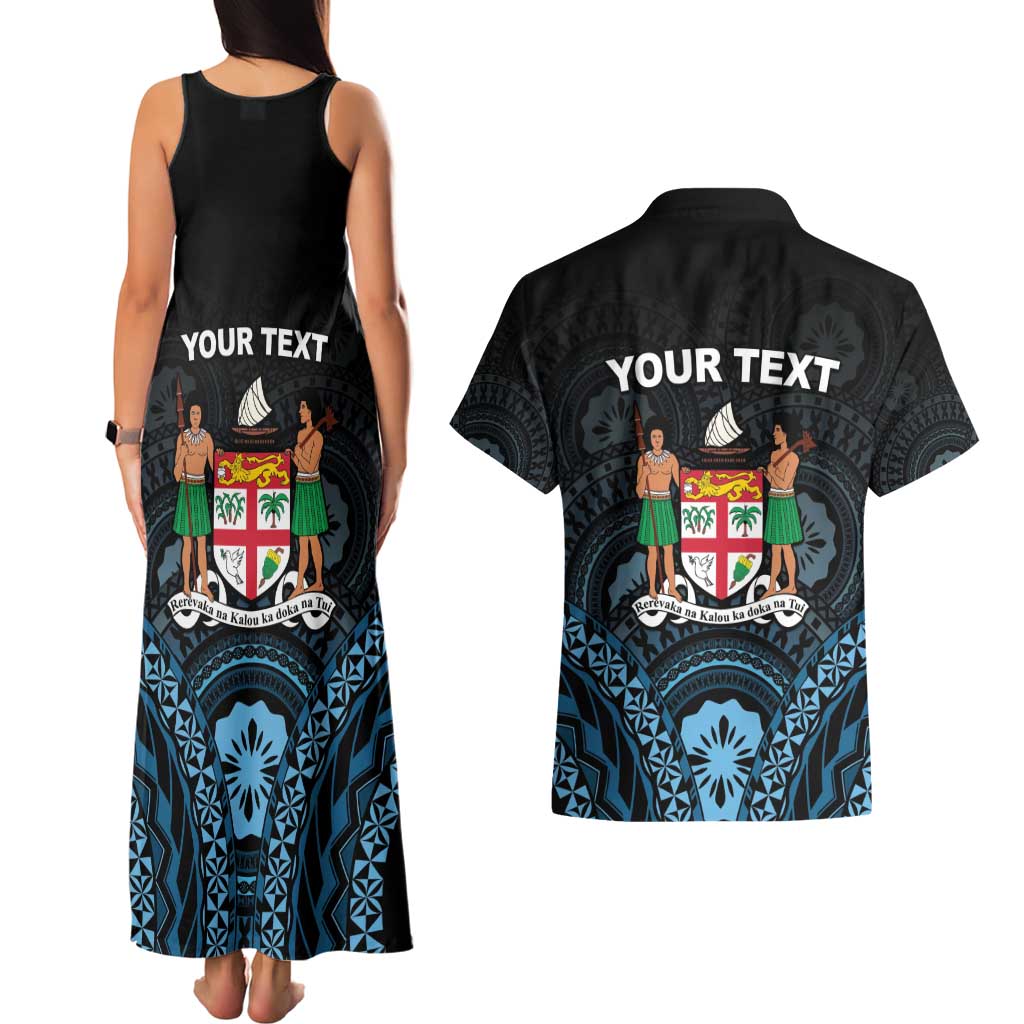 Personalised Happy Fiji Day 1970 Couples Matching Tank Maxi Dress and Hawaiian Shirt Flag Grunge Style LT05 - Polynesian Pride
