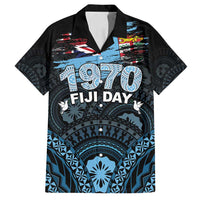 Personalised Happy Fiji Day 1970 Family Matching Tank Maxi Dress and Hawaiian Shirt Flag Grunge Style LT05 Dad's Shirt - Short Sleeve Black - Polynesian Pride