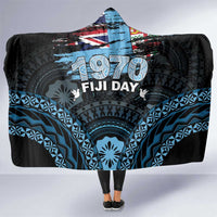 Happy Fiji Day 1970 Hooded Blanket Flag Grunge Style LT05 One Size Black - Polynesian Pride