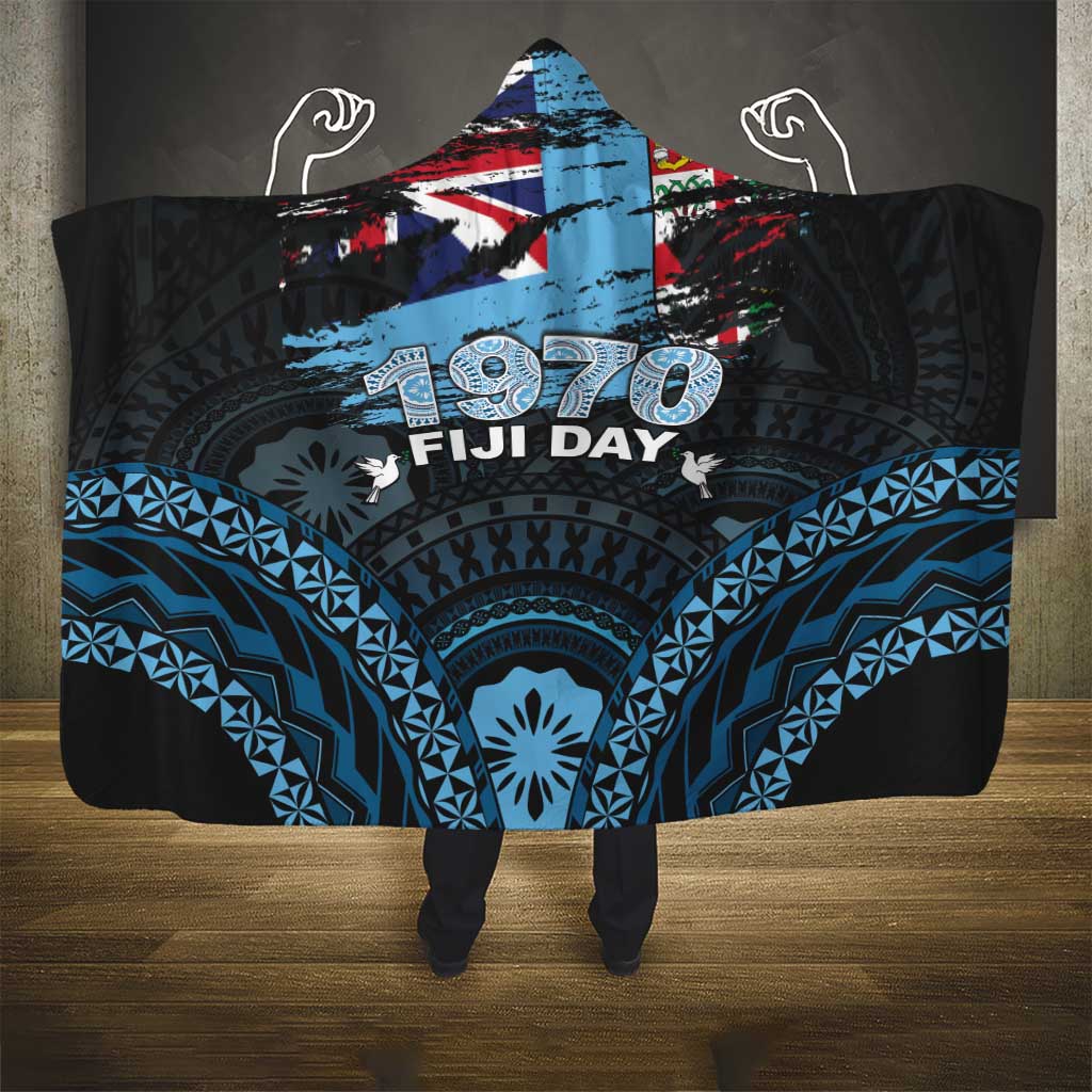 Happy Fiji Day 1970 Hooded Blanket Flag Grunge Style LT05 - Polynesian Pride