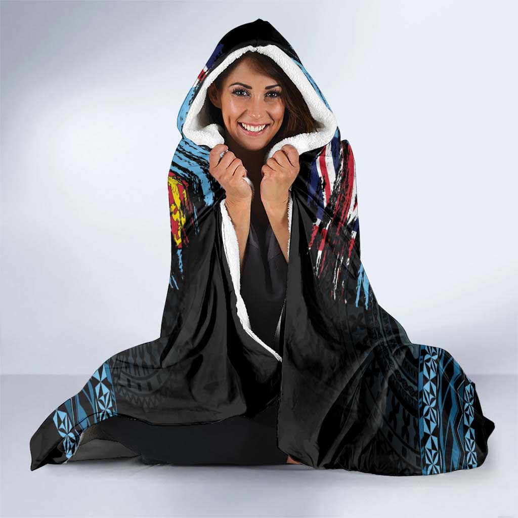 Happy Fiji Day 1970 Hooded Blanket Flag Grunge Style LT05 - Polynesian Pride