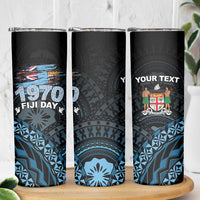 Personalised Happy Fiji Day 1970 Skinny Tumbler Flag Grunge Style LT05 - Polynesian Pride