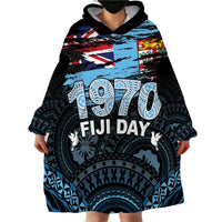 Personalised Happy Fiji Day 1970 Wearable Blanket Hoodie Flag Grunge Style LT05 - Polynesian Pride