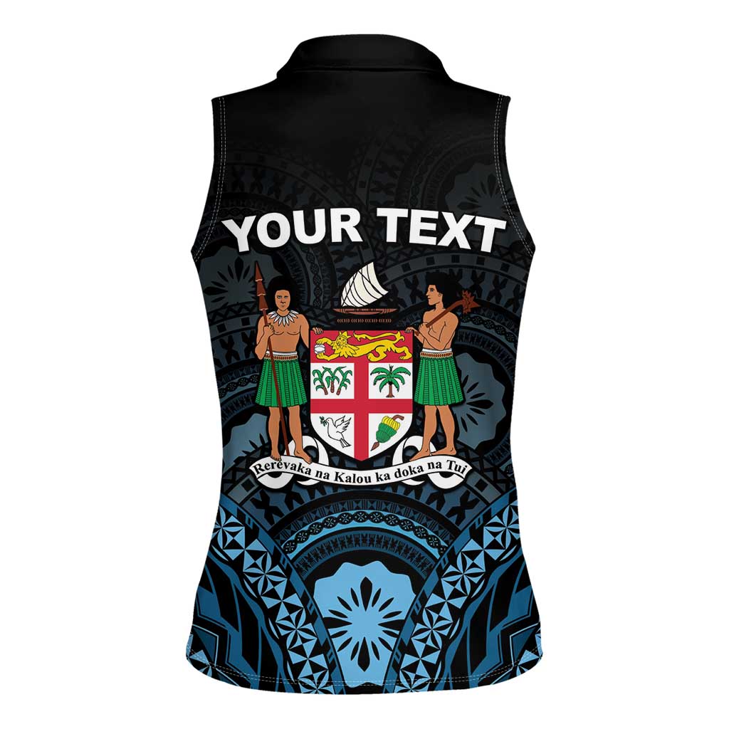 Personalised Happy Fiji Day 1970 Women Sleeveless Polo Shirt Flag Grunge Style LT05 - Polynesian Pride